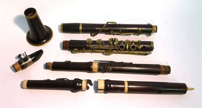 Lot 1203 - A Rosewood Flute by Hale, London, with ivory mounts and nickel keys, together with a simple...