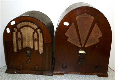 Lot 1225 - Two Walnut Cased Valve Radios with Domed Tops - Marconi 283 and a Magnavox 150D (no backs)