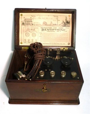 Lot 1226 - A Mahogany Cased BBC 'Revophone' Crystal Receiver Set, by The Gambles Accessories Co., Tipton, with