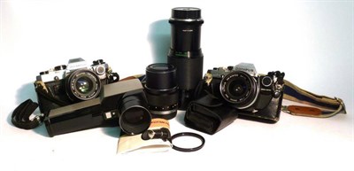 Lot 1239 - Cameras and Accessories,  including Two Olympus OM-10 Cameras, Pax M4 camera, lenses etc