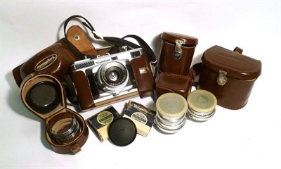 Lot 1250 - A Voightlander Vitessa T Camera, with Color-Skopar f2.8/50mm lens, Dynaret f4.8/100mm lens,...