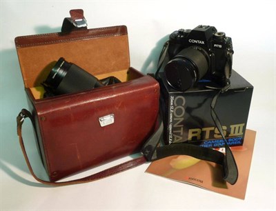 Lot 1252 - A Contax RTS III Camera Outfit, with black camera body, serial number 029080, with Zeiss...