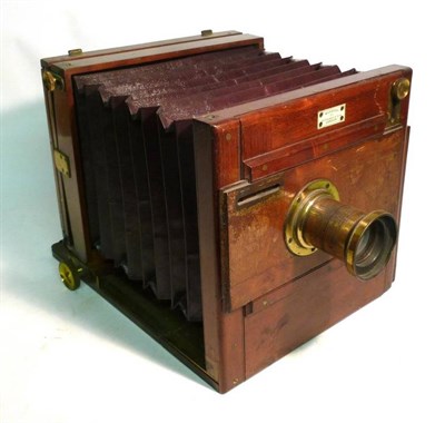 Lot 1258 - A 19th Century Mahogany Tailboard Camera by Meagher, London, with lacquered brass fittings,...