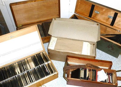 Lot 1268 - Optical Equipment, including real photographic glass stereoscopic slides of European...