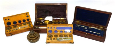 Lot 1015 - Mixed Instruments, comprising a mahogany cased Sikes Hydrometer, a mahogany cased set of...