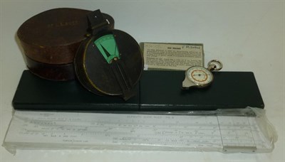 Lot 1019 - A Watkin's Patent Brass Pocket Clinometer by J.Hicks, 8 Hatton Gdn, London, No.1414, engraved...