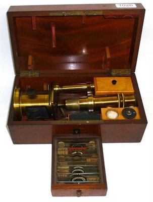Lot 1026 - A 19th Century French Lacquered Brass Monocular Compound Microscope by Nachet, 16 Rue Serpente,...