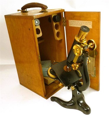 Lot 1030 - A Black Enamelled Monocular Compound 'Kima' Microscope by W. Watson & Sons, London, serial...
