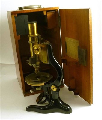 Lot 1035 - A Lacquered Brass and Black Enamelled Monocular Petrological Microscope By Ernst Leitz,...
