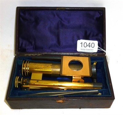 Lot 1040 - A 19th Century Lacquered Brass Portable Monocular Compound Microscope by J.Swift, 43 University...