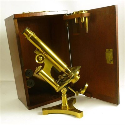 Lot 1045 - A 19th Century Lacquered Brass Binocular Compound Microscope by R & J Beck, London, No.14049,...