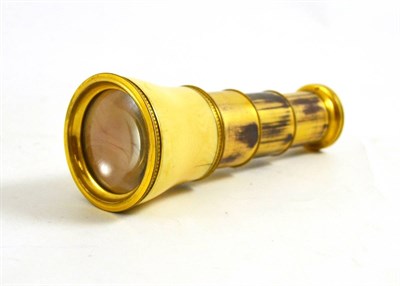 Lot 1048 - A 19th Century Brass 3-Draw Spy Glass by Bancks, 441 Strand, London, with ivory sleeve, length...