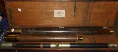 Lot 1052 - Four Telescopes, including a brass scope by Dolland, London, with stitched leather sleeve,...