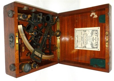 Lot 1057 - A Black Enamelled Brass Bell Pattern No.1 Vernier Sextant by Heath & Co.,Ltd, Crayford, London,...