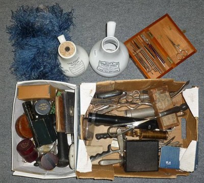 Lot 1066 - A Collection of Medical Equipment, including two leather cased obstetricians sets, Maw's and...