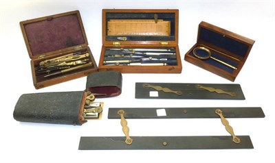 Lot 1090 - A Collection of Drawing Instruments, including a 19th century shagreen cased draughtsman's set with