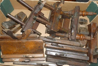 Lot 1096 - A Collection of Woodworking Tools, including a tool chest, three plough planes, jack plane,...