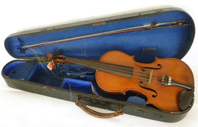 Lot 1100 - A 19th Century German Violin, labelled 'Manufactured in Berlin special copy of Antonius...