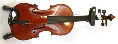 Lot 1101 - A 19th Century French Violin, no label, with a 358mm two piece back, ebony tuning pegs