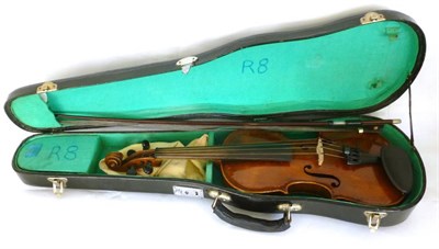 Lot 1111 - A 19th Century German 3/4 Size Violin, no label, the 331mm two piece back with ornate purfling...