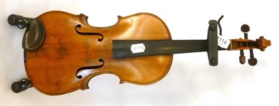 Lot 1114 - A Late 19th Century German Violin, no label, with a 362mm two piece back, rosewood tuning pegs...