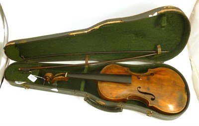 Lot 1117 - An 18th Century Violin, with Stainer label, possibly Tyrolean, with a  357mm two piece back,...