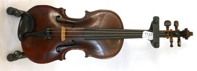 Lot 1137 - A 19th Century French Violin, no label, the 362mm two piece back branded 'IP Paris', with...