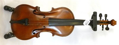 Lot 1138 - A 19th Century English Violin, no label, with a 360mm one piece back, ebony tuning pegs