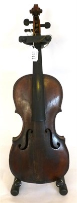 Lot 1141 - An Early 19th Century English Violin, no label, with a 356mm one piece back, ebony tuning pegs...