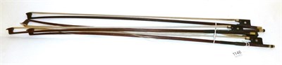 Lot 1146 - Four Violin Bows, stamped Dodd, Bausch, Tourte and Metzner