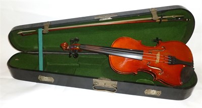 Lot 1149 - A Maidstone 7/8 Size Violin, with makers paper label, 340mm two piece back, ebony tuning pegs, with