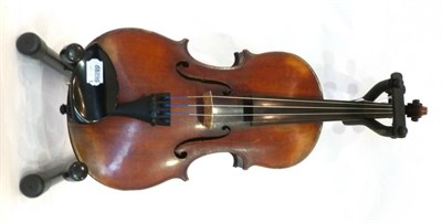 Lot 1153 - A 19th Century Violin, possibly French, no label, with a 364mm two piece back, ebony tuning...