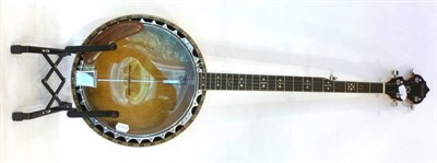 Lot 1169 - A Palmer 5-String Banjo, with 28cm head, maple resonator with eagle insignia, maple neck, mother of