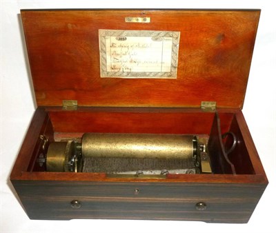 Lot 1191 - A Small 19th Century Swiss Cylinder Music Box by B.B & Co, with 15cm brass cylinder and single...