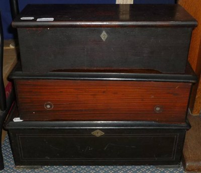 Lot 1208 - A Distressed 19th Century Swiss Cylinder Music Box, in a stained case with walnut lid, together...