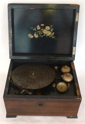 Lot 1210 - A Rosewood Cased Table Top Musical Disc Player, of rectangular form, with steel comb movement,...