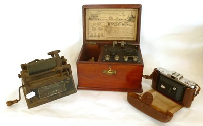 Lot 1216 - A BBC 'Revophone' Crystal Receiver Set by The Cable Accessory Co., Tipton, in a stained wood...