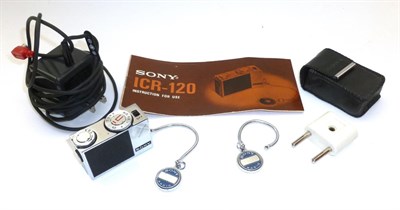 Lot 1217 - A Sony ICR-120 Miniature Integrated Circuit Transistor Radio, in leather case, with manual and...