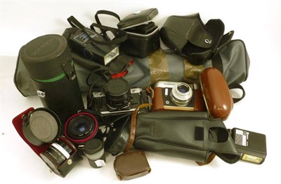 Lot 1222 - Cameras and Accessories, including a Canon AE-1 camera, a Voigtlander Vito-C camera, a Tamron...