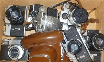 Lot 1225 - Eight 35mm Cameras - Petri Flex, Petri Color 35E, Zenit B, Kodak Retina Reflex S, Aires Penta...