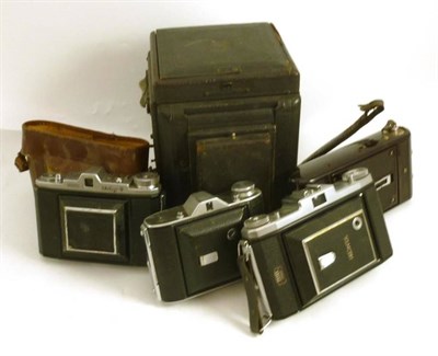 Lot 1227 - Five Cameras - Thornton Pickard Special Ruby Reflex, Zeiss Ikonta, Soho Cadet, Welmy 6 and...