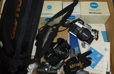 Lot 1235 - Four Minolta Cameras with Accessories, comprising two X-500's  - one boxed, two X-700's - one...