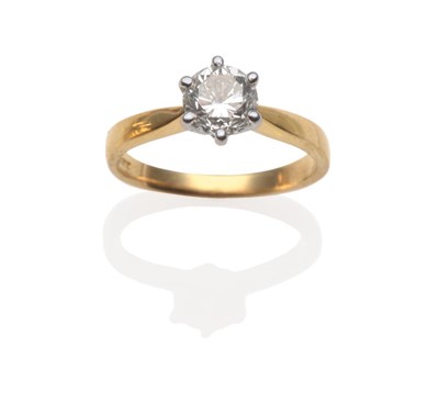 Lot 351 - An 18 Carat Gold Diamond Solitaire Ring, a round brilliant cut diamond in a white six claw...