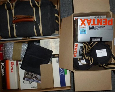 Lot 1241 - A Large Collection of Pentax Cameras, Lenses and Accessories, some boxed, including Pentax MX...