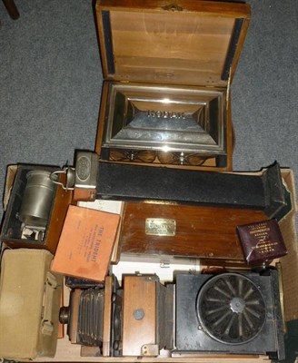 Lot 1283 - A Collection of Optical and Film Equipment, including a Wallace Heaton mahogany and tinplate...