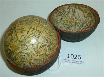 Lot 1026 - An Early 19th Century English 2 1/2 Inch Terrestrial Pocket Globe, no makers name, inscribed 'A...