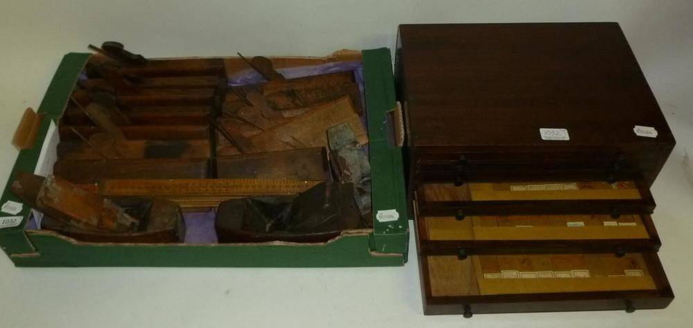 Lot 1032 - A Six Drawer Mahogany Specimen Chest, containing a collection of microscope slides, including...