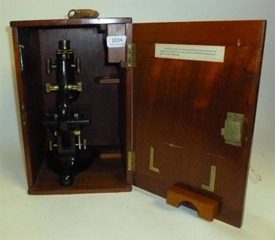 Lot 1034 - A Black Enamelled Brass Monocular Compound 'Service' Microscope by W.Watson & Son, London,...