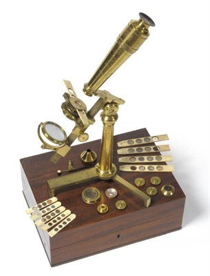 Lot 1037 - A Fine Early 19th Century Lacquered Brass Jones Most Improved Type Microscope by John Bleuler,...