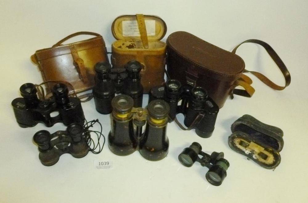 Lot 1039 - Six Pairs of Binoculars/Opera Glasses, including a pair of 'Jumelle Megascopique' glasses with...